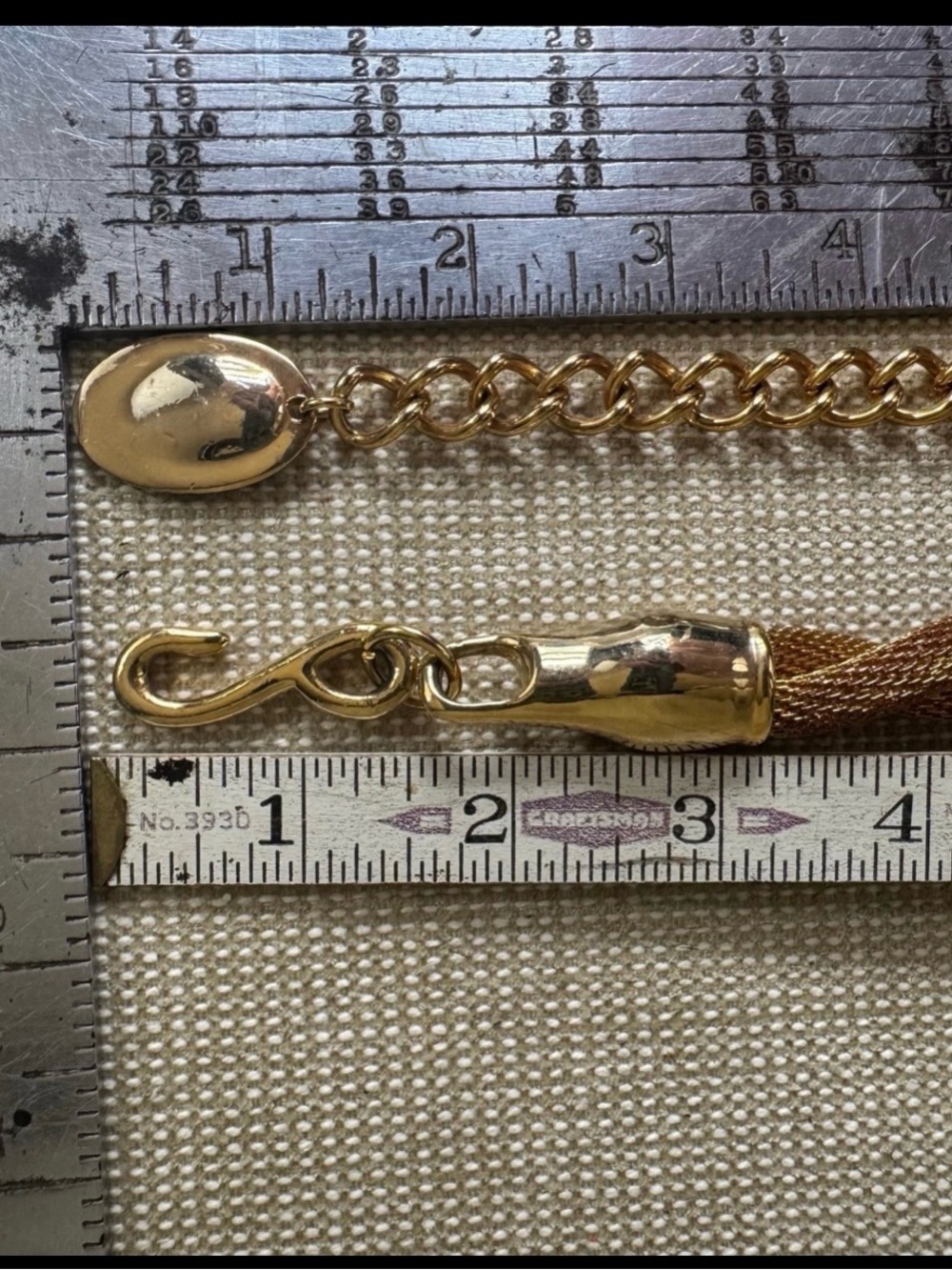 Women’s gold toned metal mesh chain belt 31-39 inch - Picture 7 of 8
